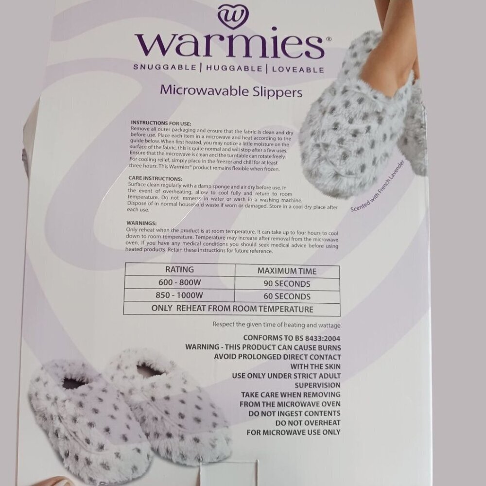 Warmies Microwavable Snowy Slippers Lavender Scented Relaxing Wth/Gray OS 6-10 - Picture 3 of 7